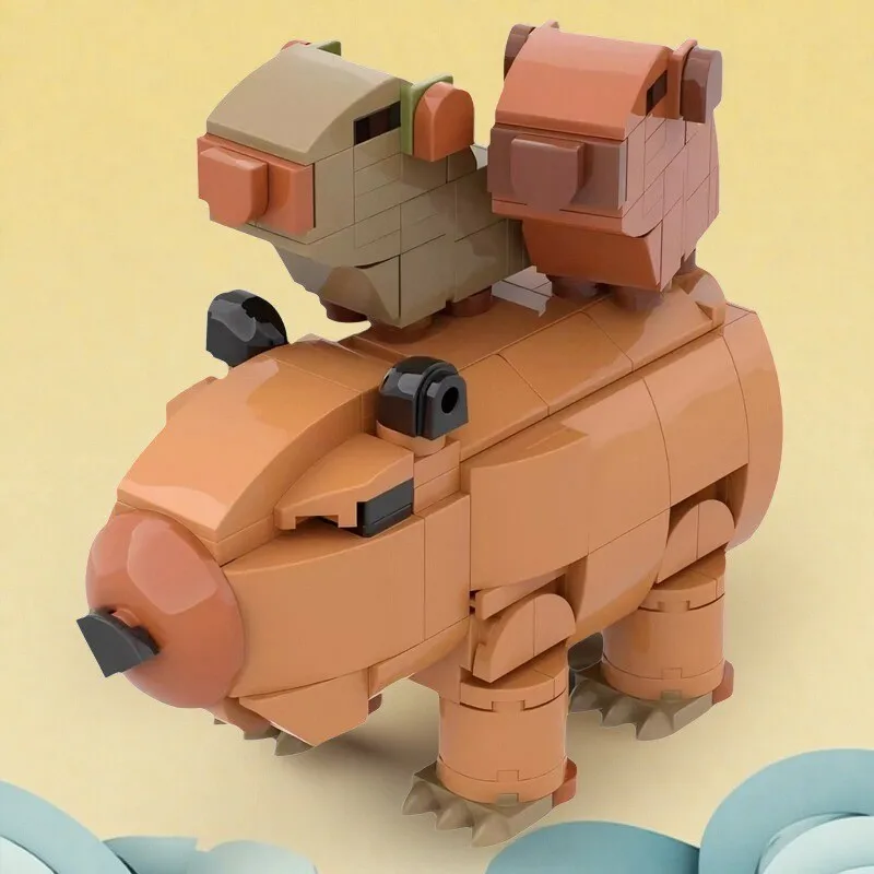 

MOC детские сборные строительные блоки, игрушки, милые животные, рыбки-фугу, мультяшная кукла, модель капибары, сделай сам, коллекция для взрослых, подарок на день рождения