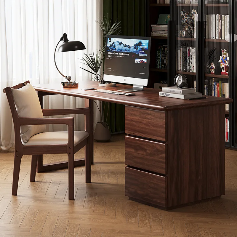 Hot Sale Modern Home Office Computer Desk Durable Solid Wood Large Game Computer Study Table With Drawer Storage Cabinet