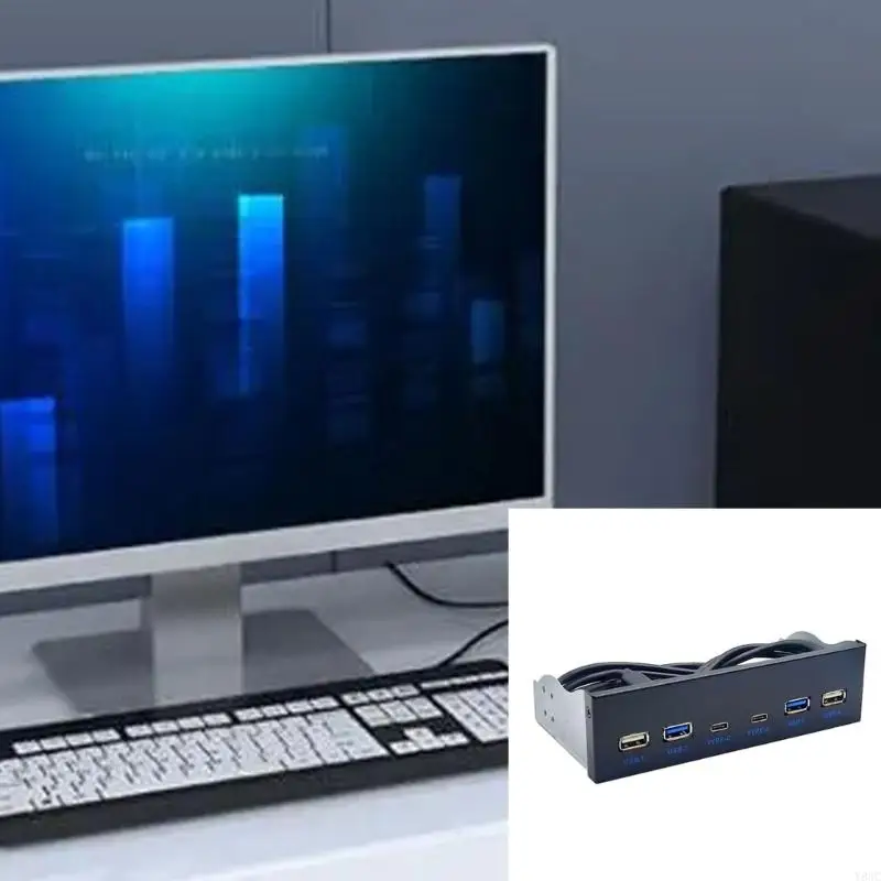 ESB múltiple Y8AC Multi Port USB Tipo C y cubo panel frontal USB para escritorio Rom Bay y carga