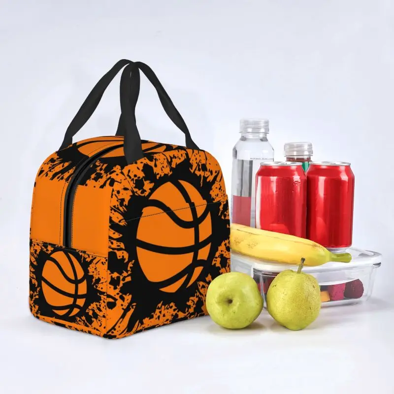 Saco de almoço Splat portátil do basquetebol para mulheres, refrigerador, térmico, isolado, lancheira para o trabalho, escola, curso, armazenamento, alimento, Bento