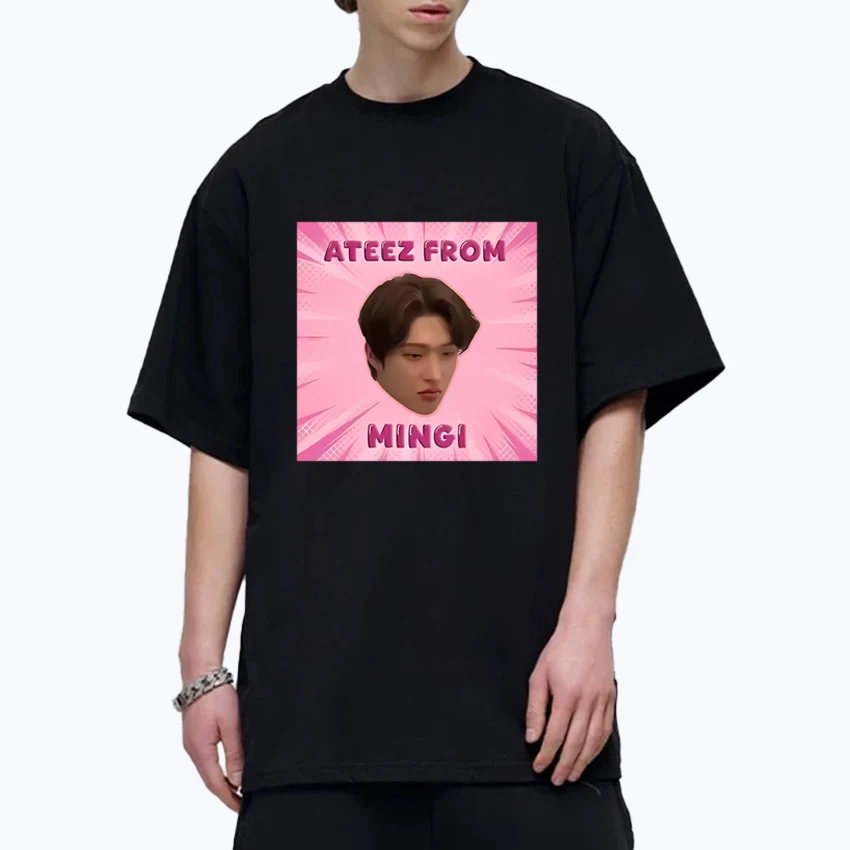 

2025 Korea K-POP Ateez mingi Fashion Graphic T shirt Unisex Trend Y2k Tops Men Women Oversized 100% Cotton short sleeve T-shirts