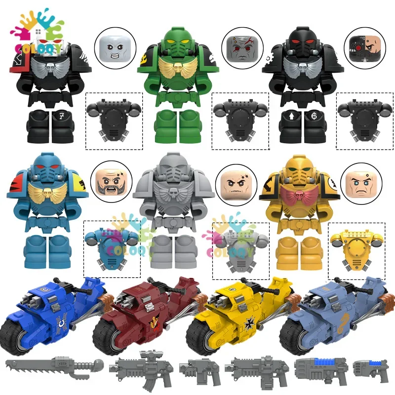 

Kids Toys Game 40K Building Blocks Imperial Soldiers Mini Action Figures Iron Armor Motorcycle Toys For Kids Christmas Gifts