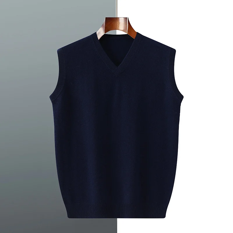 2024 New Autumn and Winter Men cashmere vest Sleeveless Cashmere Vest Men Solid Color Knitted Men Waistcoat