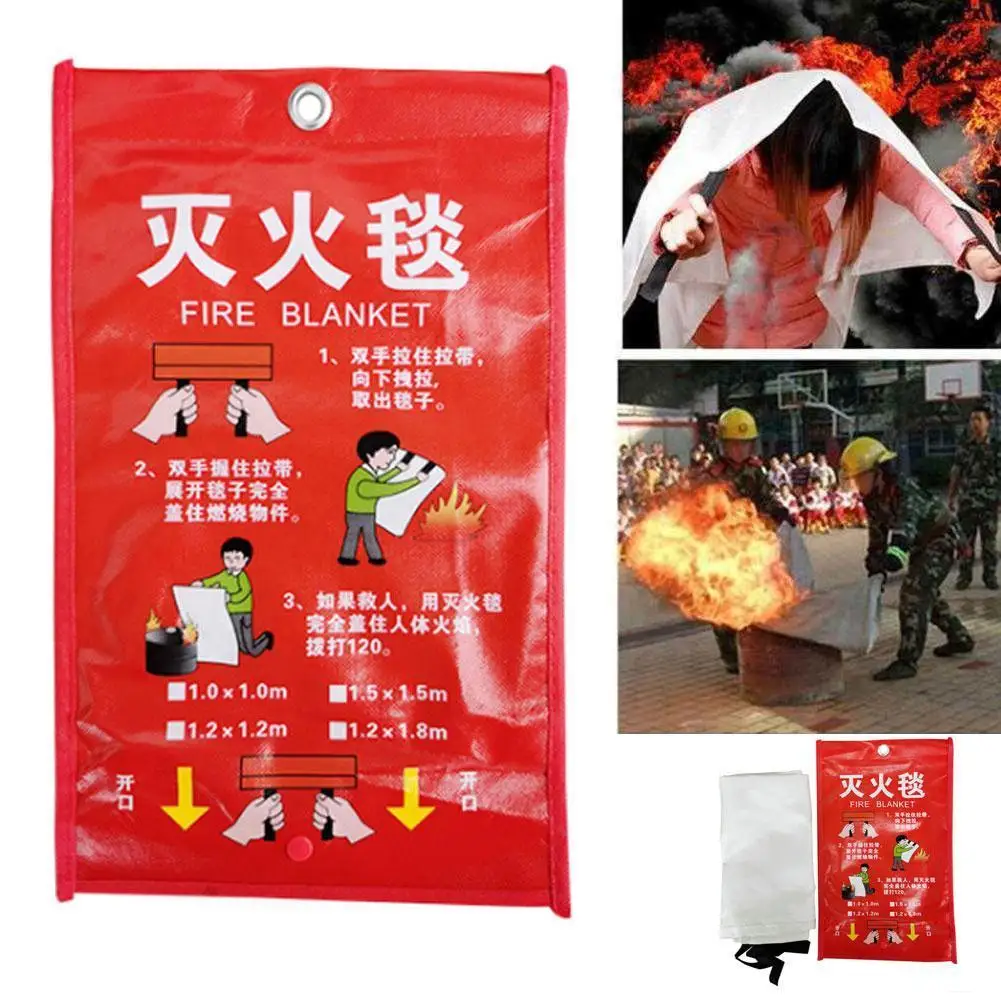 1M *1M Fire Blanket Fighting Fire Extinguishers Glass Fibre Tent Emergency Survival Military Blanket Fire Shelter Safety Cover