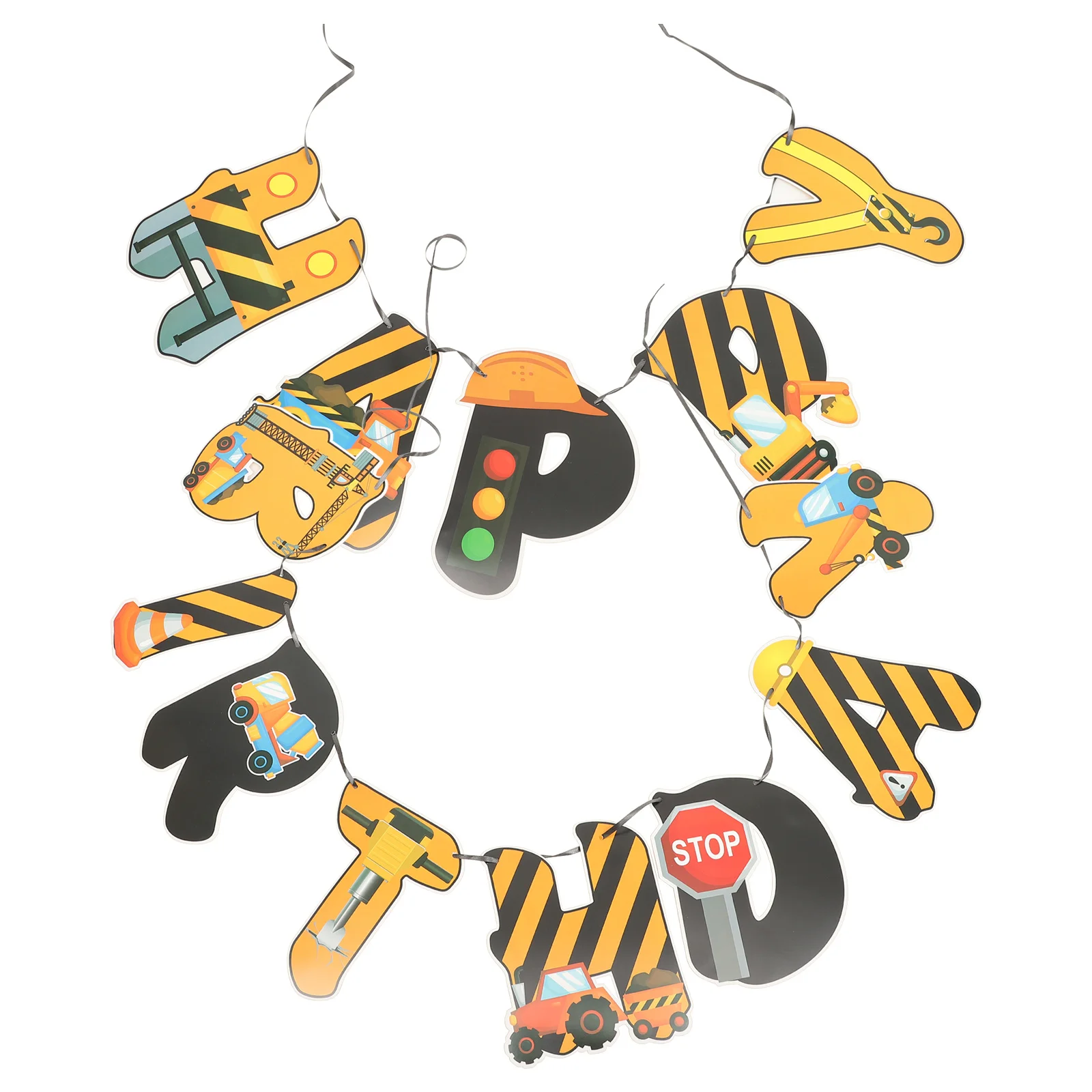 

1 Set Construction Birthday Banner With Excavator Bulldozer Truck Design Happy Party Decor For Kids Construction Theme Event