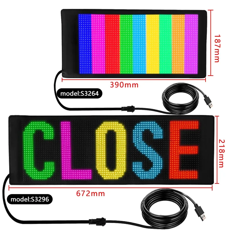 Imagem -03 - Led Rgb Screen Sign Advertising Panel Exibição da Janela Traseira do Carro Exibição Dobrável de Mensagem de Rolagem Board App Soft Flexible App