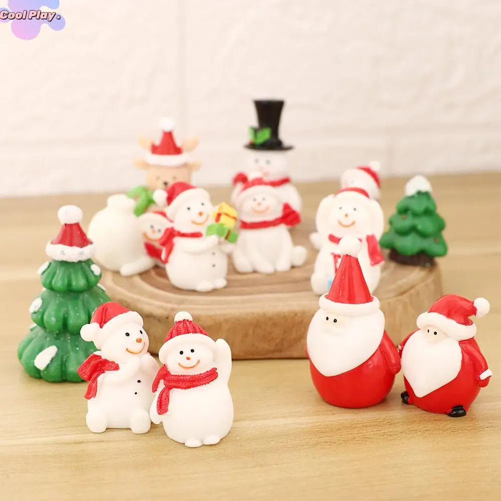 

Santa Claus Snow Scene Terrarium Figures Decoration Fairy Garden Ornaments Figurines Micro Landscape Christmas Miniature