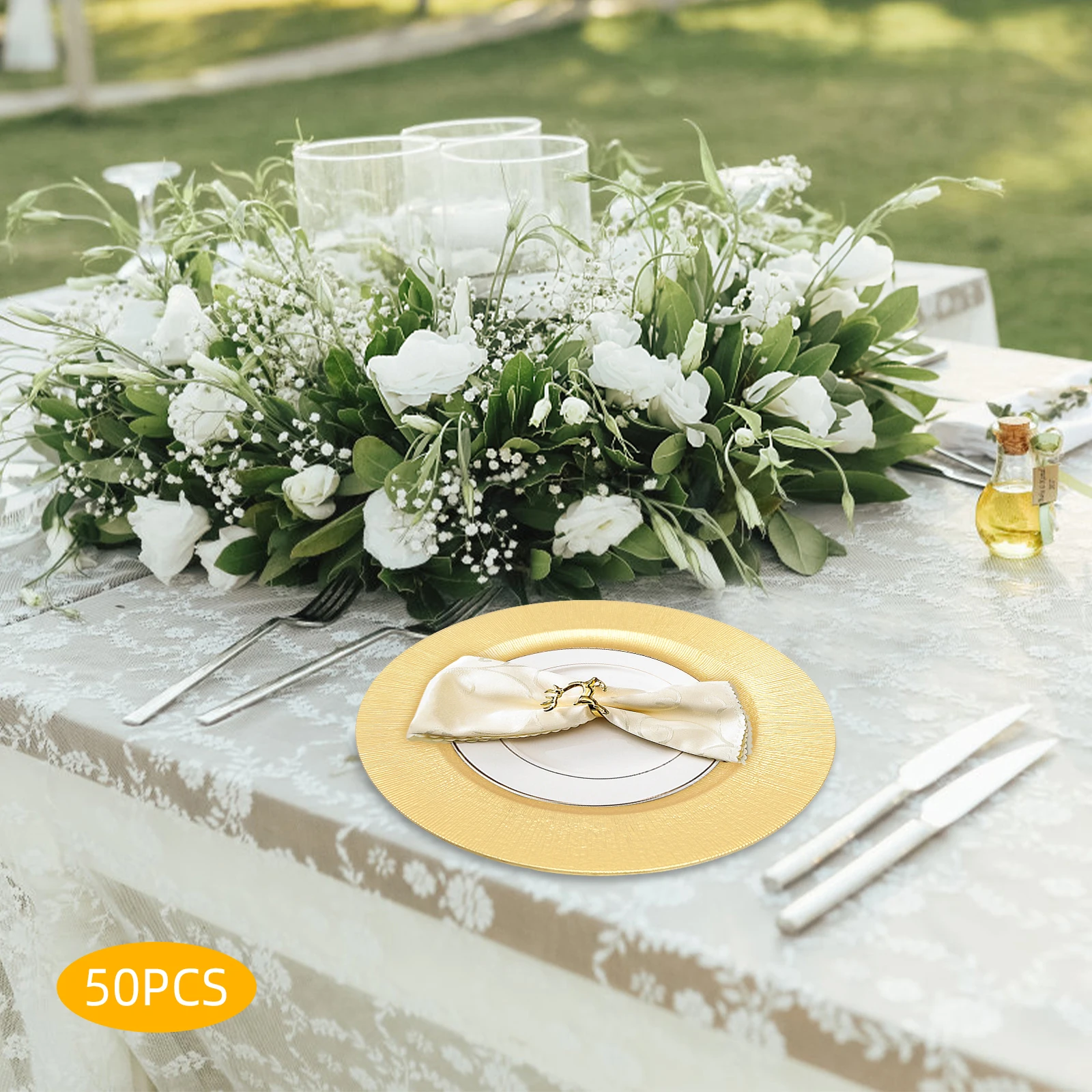 

50 Pcs Reusable Serving Plates, Packed Western Dessert Plates with Sunken Bottom for Birthday Parties, Holidays, Weddings