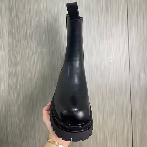 Fashion Brand Leather Business Shoes Handmade Male High Top Shoes Leisure Walk Ankle Boots Botas Comfortable Mens Chelsea Boots