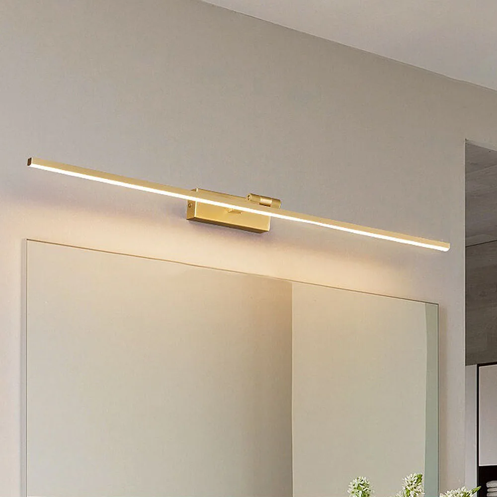 

Modern Gold LED Vanity Light Bathroom Wall Lamp Brass Silicone Mirror Front Lighting Adjustable Angle