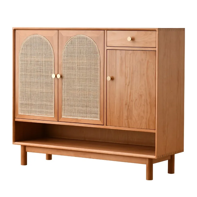 

Nordic cherry wood solid wood shoe cabinet simple Japanese black walnut home door porch storage multi-layer storage cabinet