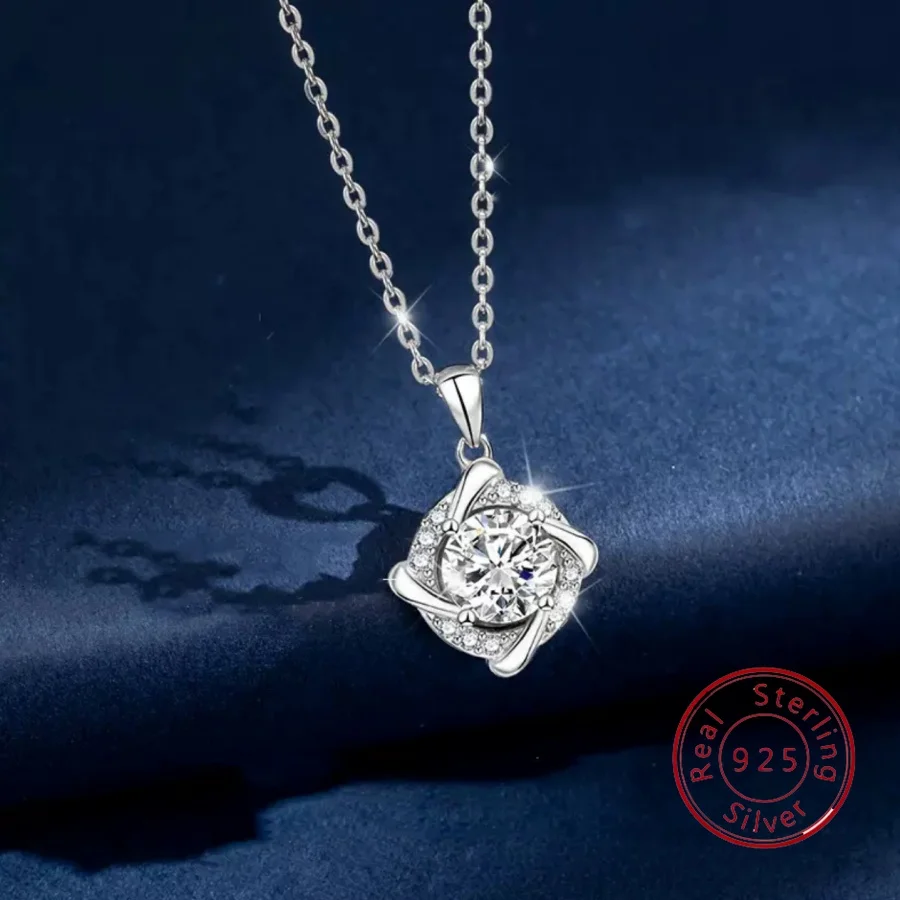 

Sterling Silver S925 Windmill Necklace for Women Fashionable Light Luxury European Style Silver Jewelry Collar Chain