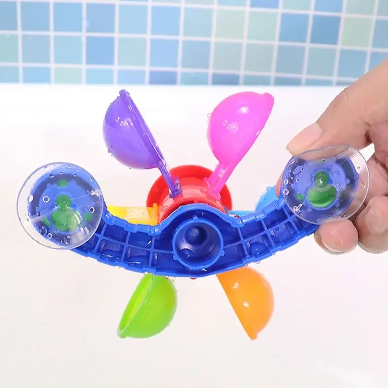 Bunter Wasserrad Badesauger Baby Badespielzeug Badewanne Wasserspray Spielset Dusche Sprinkler Spielzeug für Kinder