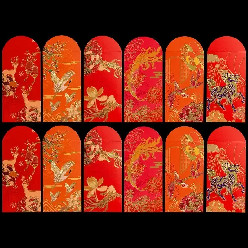 12pcs Classic Chinese New Year Red Envelope Lucky Money Blessing Pocket Envelope 2023 Chinese New Year Decor  Gift Red Envelope