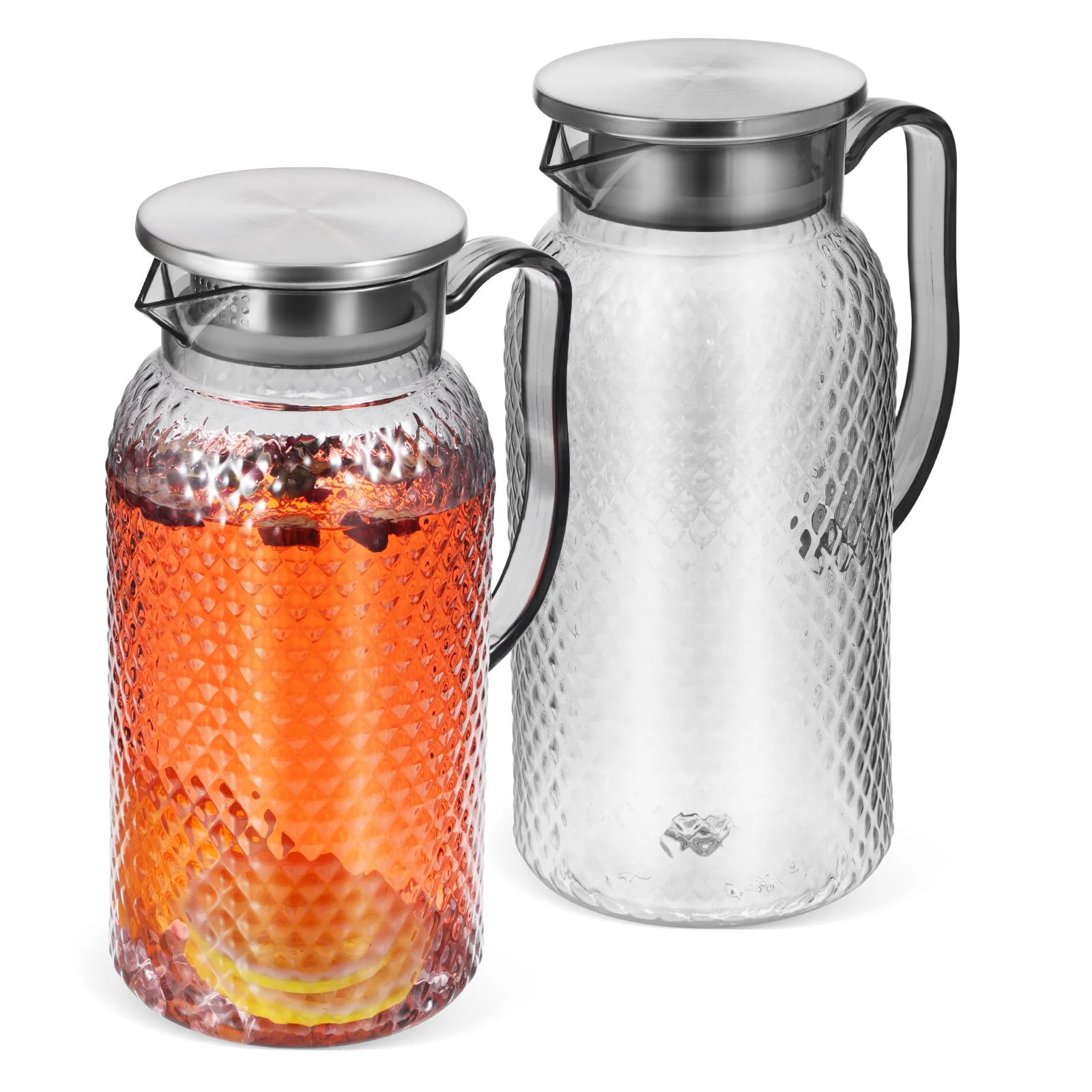 

2 pcs Acrylic Juice Pitcher Plastic Water Jug With Lid Large Capacity For Iced Tea Coffee Storage Transparent Server For Party