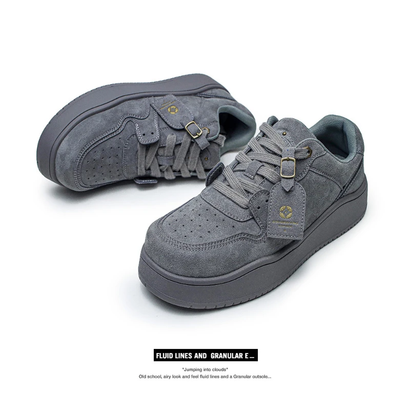 

2025 New Thick-soled Bread Shoes Gray-brown Sports Casual Trendy Shoes Fashionable Women's One-step Sports Comfortable Shoes