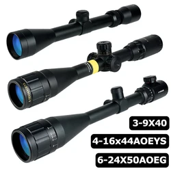Tactical Scopes 3-9x40 4-16X44AOEG 6-24X50E Hunting Shooting Optical Sight Side Wheel Parallax Riflescope Airsoft Scope