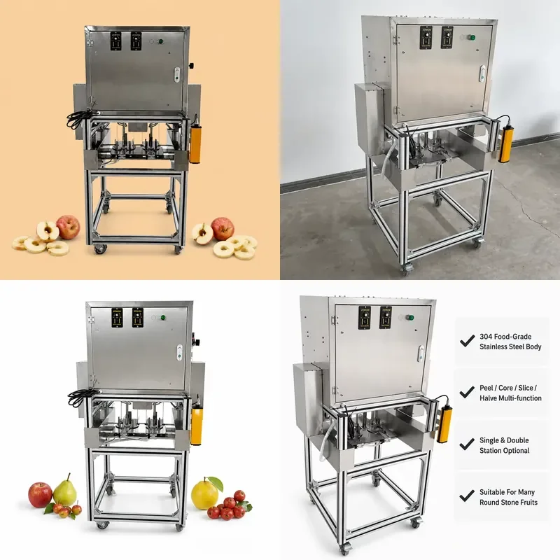 Industrial Automatic Apple Pear Peeling Coring and Slicing Machine Fruit Core Removal and Slicer for Commercial Kitchen Use