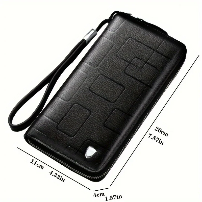 1pc Genuine Leather Credit Card Holder, Top Layer Cowhide Large Capacity Long Wallet