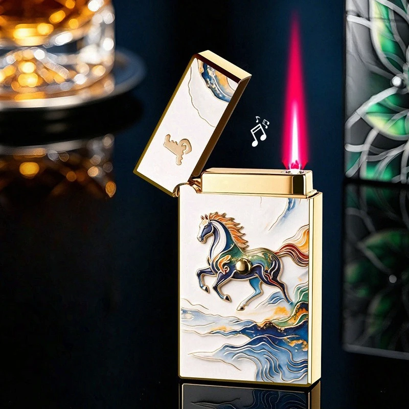 2026 New Metal Inflatable USB Charging Windproof Lighter Creative Butane Gas Inflatable China-Chic Lighter Smoking Accessories