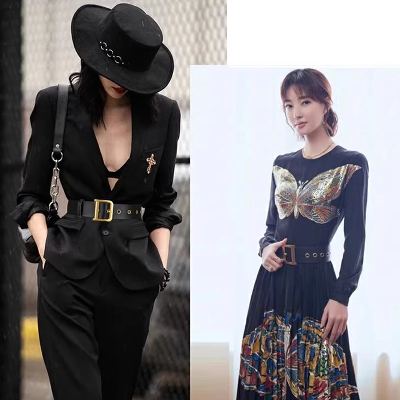 الراقية الماركات الفاخرة حزام نسائي أنيق الإناث D مشبك حزام مصمم للنساء القوطية Y2k حزام جلد للرجال للجينز #2