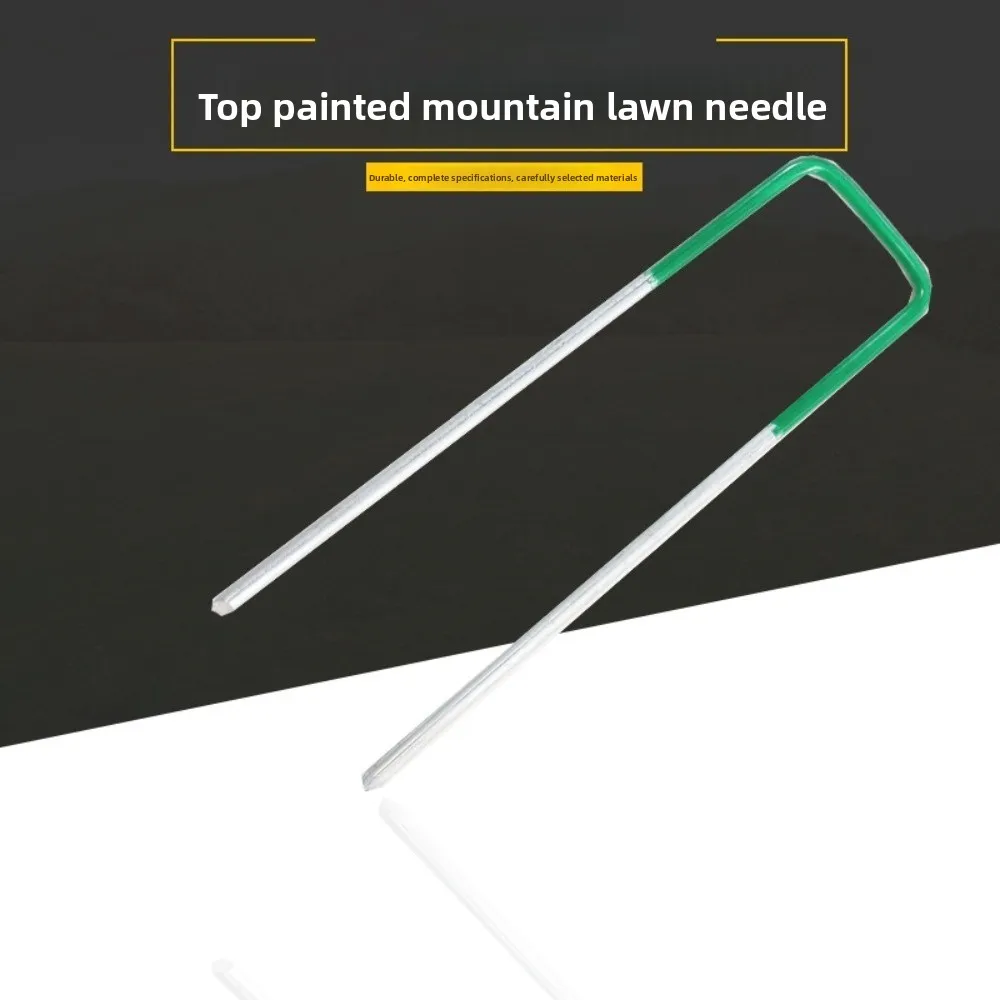 100pcs Top Painted Green U-shaped Lawn Nails, A Variety of Lengths Can Be Used for Fixing Artificial Turf