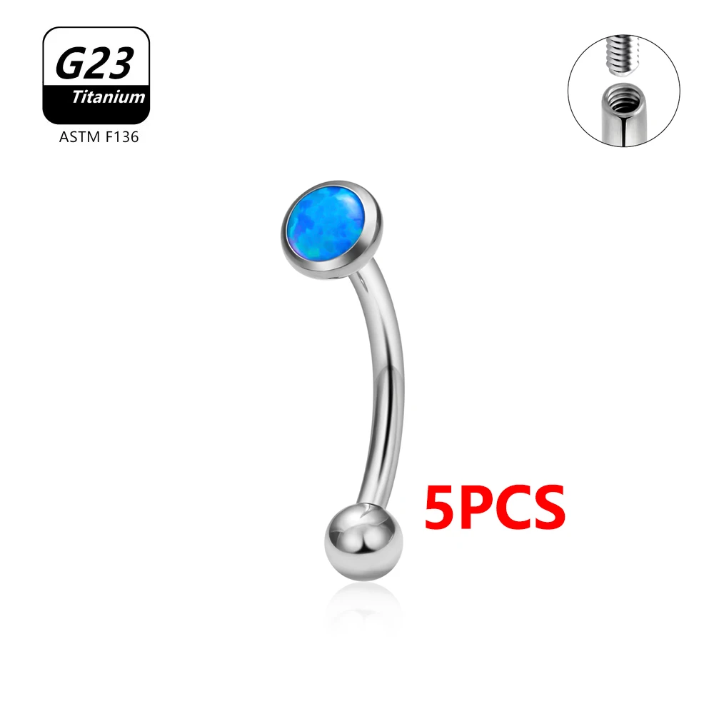 1/5PCS ASTM F136 Titanium Internal Thread Curved Barbell G23 Titanium CZ Spike Eyebrow Piercing Jewelry Wholesale Bulk view 6