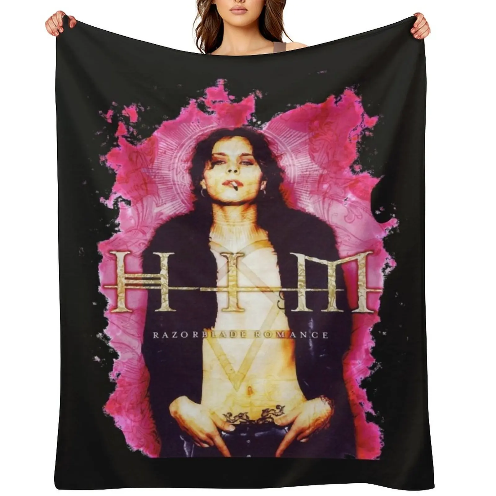 

Him band vv h i m him ville valo razorblade romance smoke Throw Blanket cosplay anime Bed covers Custom Heavy Blankets