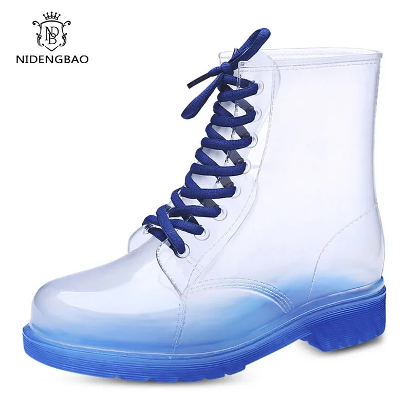 Summer Women Rain Boots Fashion Waterproof Shoes Woman Non-slip Transparent Boots Female Candy Colors Outdoor Girl\'s Shoes