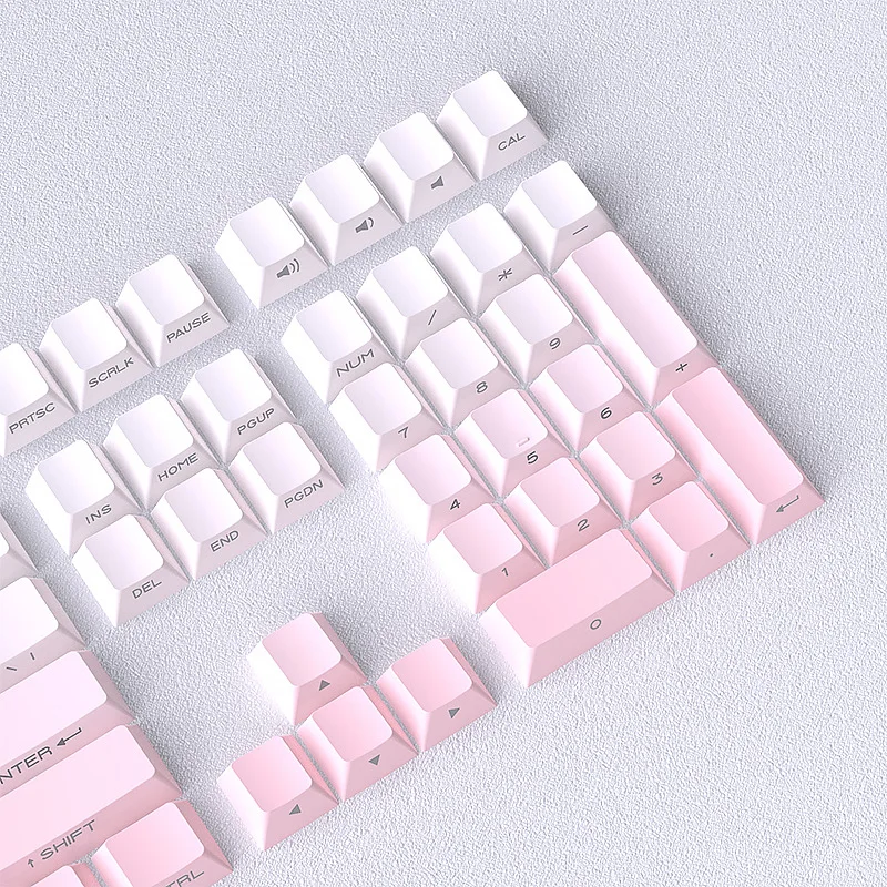 Cross-border spot keycaps Taoyao powder gradual change keycap original height 140 keys small full set side engraved luminous