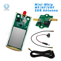 Mini Whip Antena Ativa com Shell, Acessório Receptor de ondas curtas interior e exterior, 100KHz-30MHz, MF, HF, VHF, SDR