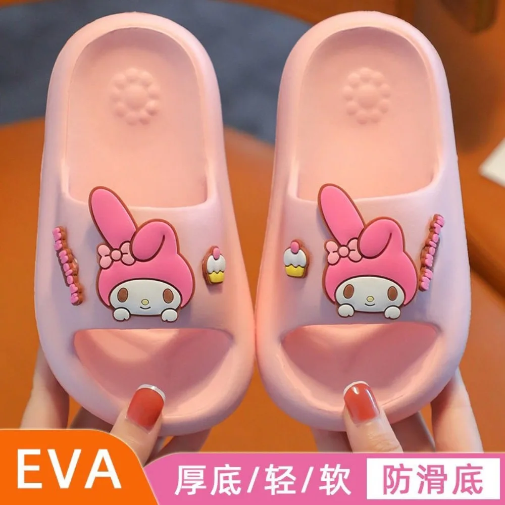 Sanrio Hello Kitty summer cute adult girl one-line non-slip indoor and outdoor soft-soled deodorant EVA home slippers