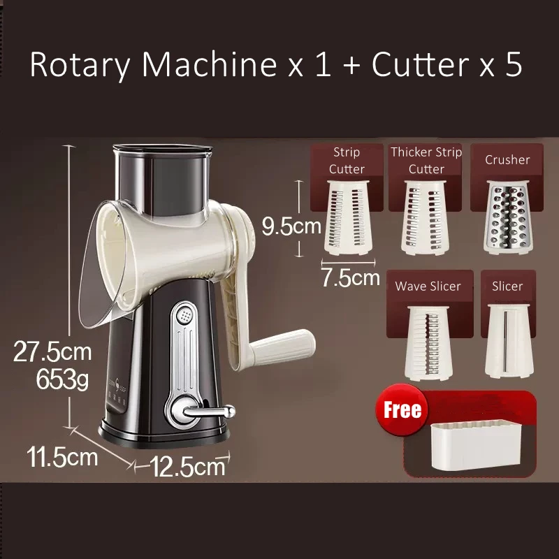 LFGB Certificated Hand Rotary Vegetable Cutter Energy Saving Potato Slicer Safely Onion Crusher Chopper for Kitchen Accessories