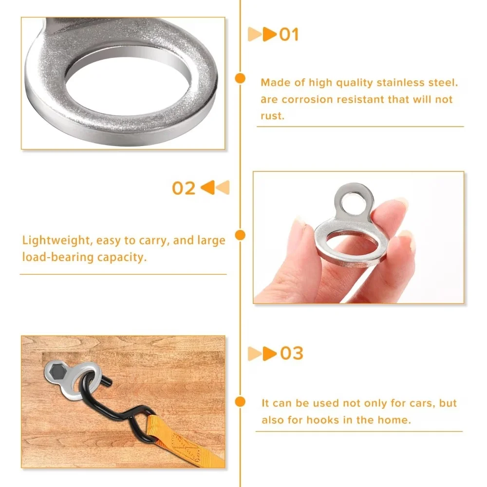8Pcs Quick Release Figure 8 Shackles For Truck Motorcycle Car Trailer RV Boat Silver Towing Ring Tie Down Anchor Chain Connector
