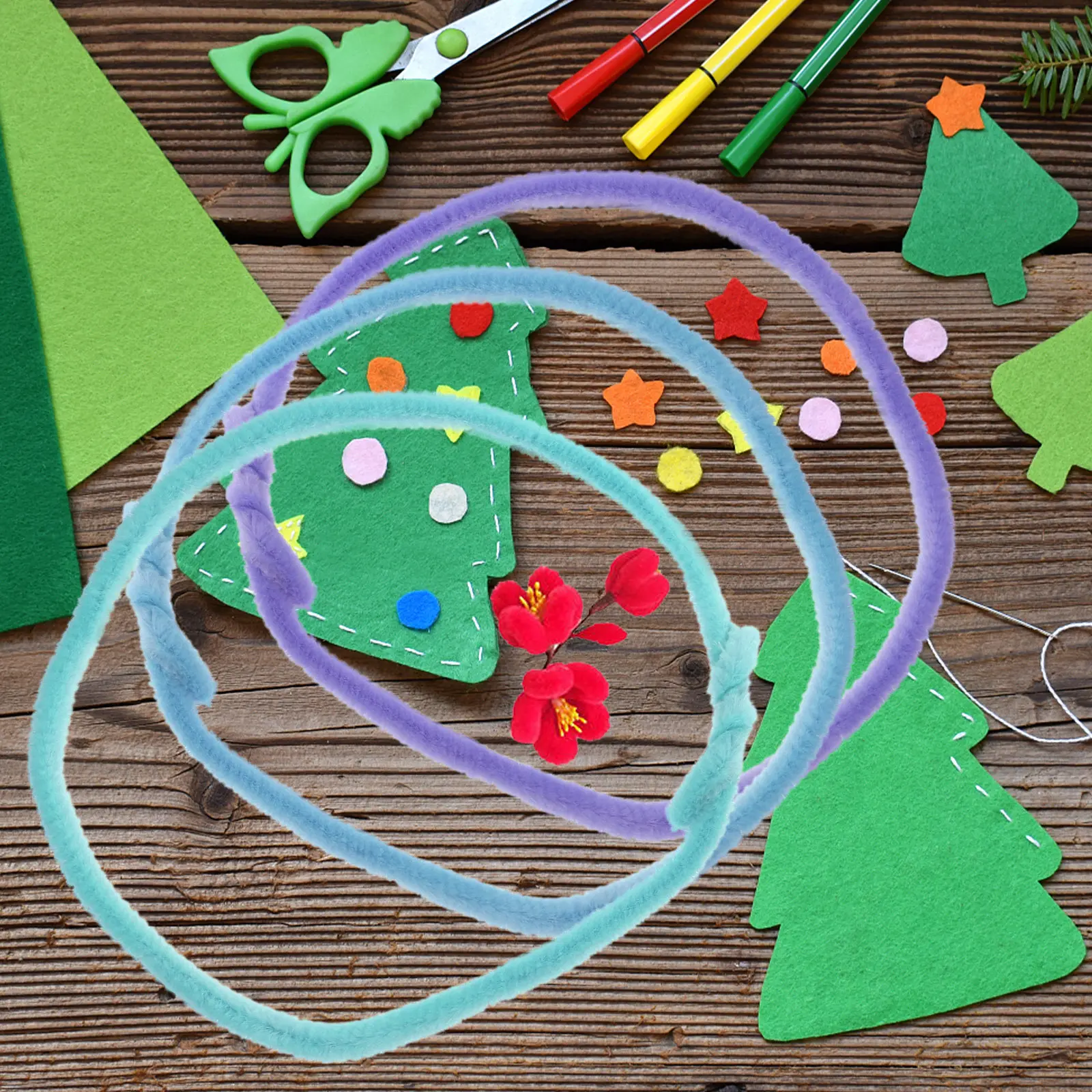 

10Pcs Chenille Stems Craft Cleaners Bendable Twisting Curling Colorful DIY Art Supplies for Imagination Building Craft