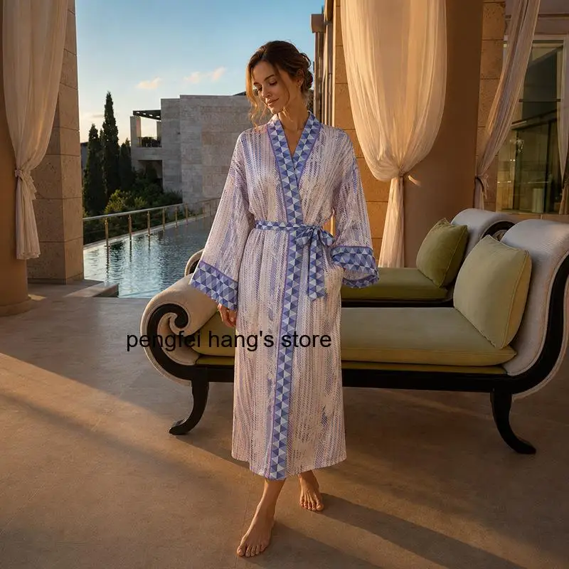 Long Sleeve Bathrobe Soft Loose Elegant Bridal Morning Gown Home Sleep Loungewear Women Spring Autumn Satin Long Kimono Robe
