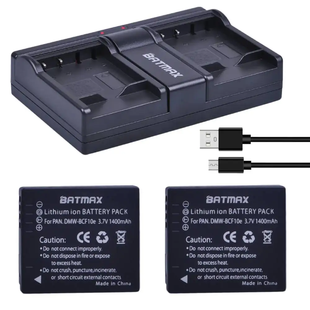 Batamx DMW-BCF10 DMW-BCF10E DMW-BCF10PP Battery+USB Dual Charger for Panasonic Lumix CGA-S/106B,DMC-F2,DMC-F3,DMC-FX75,DMC-TS2