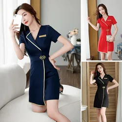 New Beauty Salon Esthetic Uniform Beautician Dress Spa Massage Work Clothes for Elegant Woman  Foot Bath Technician Overalls Set