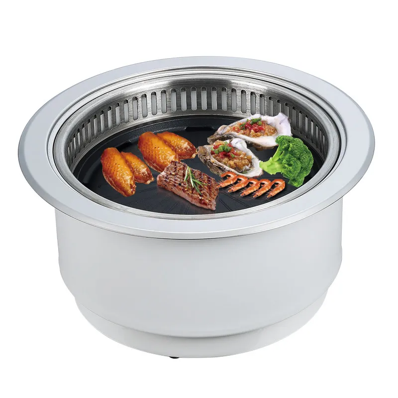 Commercial Electric BBQ Grill, Korean Style Smokeless Roaster, Built-in Electric Grill for Household Barbecue Cooking