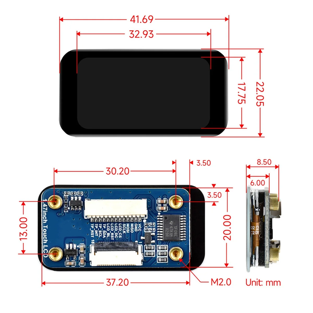 A03R For 1.47 Inch LCD Display Module 172x320 IPS Screen with Expansion Board SPI/I2C Interface Communication