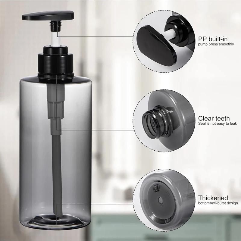 2Pcs Portable 300/500ml Empty Plastic  Shampoo Bottles Refillable Bath Supply Pump Containers For  Lotion Shower Gel Conditioner