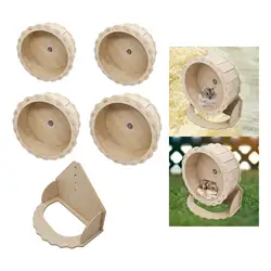 Hamster Wooden Running Wheel Toys Exercise Wheels for Gerbils Syrian Hamster Pet Hamster Running Wheels Stand Cage Accessories