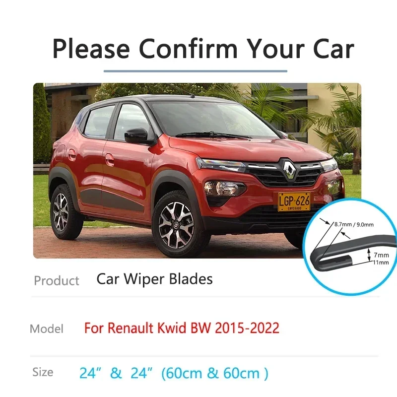 For Renault Kwid BW Dacia Spring Electric 2015~2022 Front Wiper Blade Window Windscreen Rubber Strip Refill Vehicles Accessories