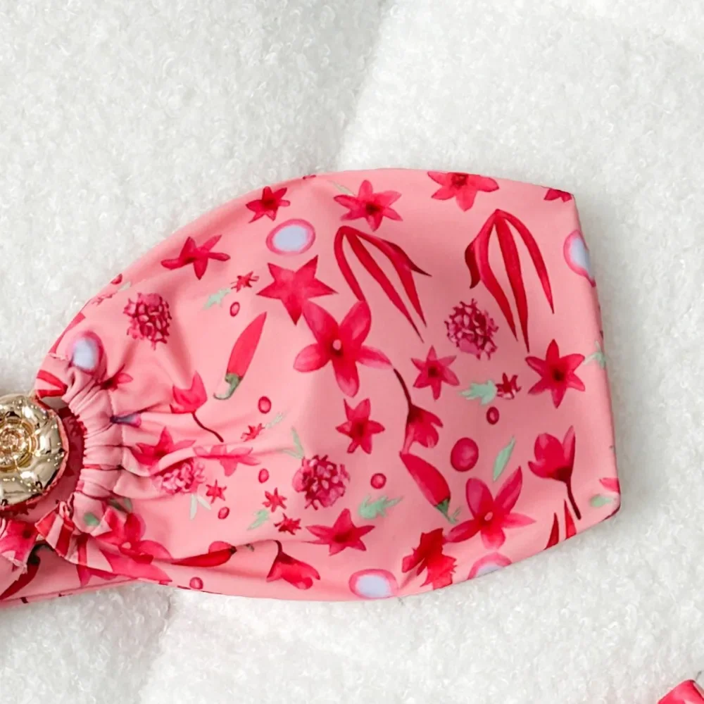 بيكيني زهري 2025 - طقم ملابس سباحة نسائية رافعة للأعلى، جزء سفلي عالي الخصر لقضاء عطلة الشاطئ، بيكيني دي موجر #4