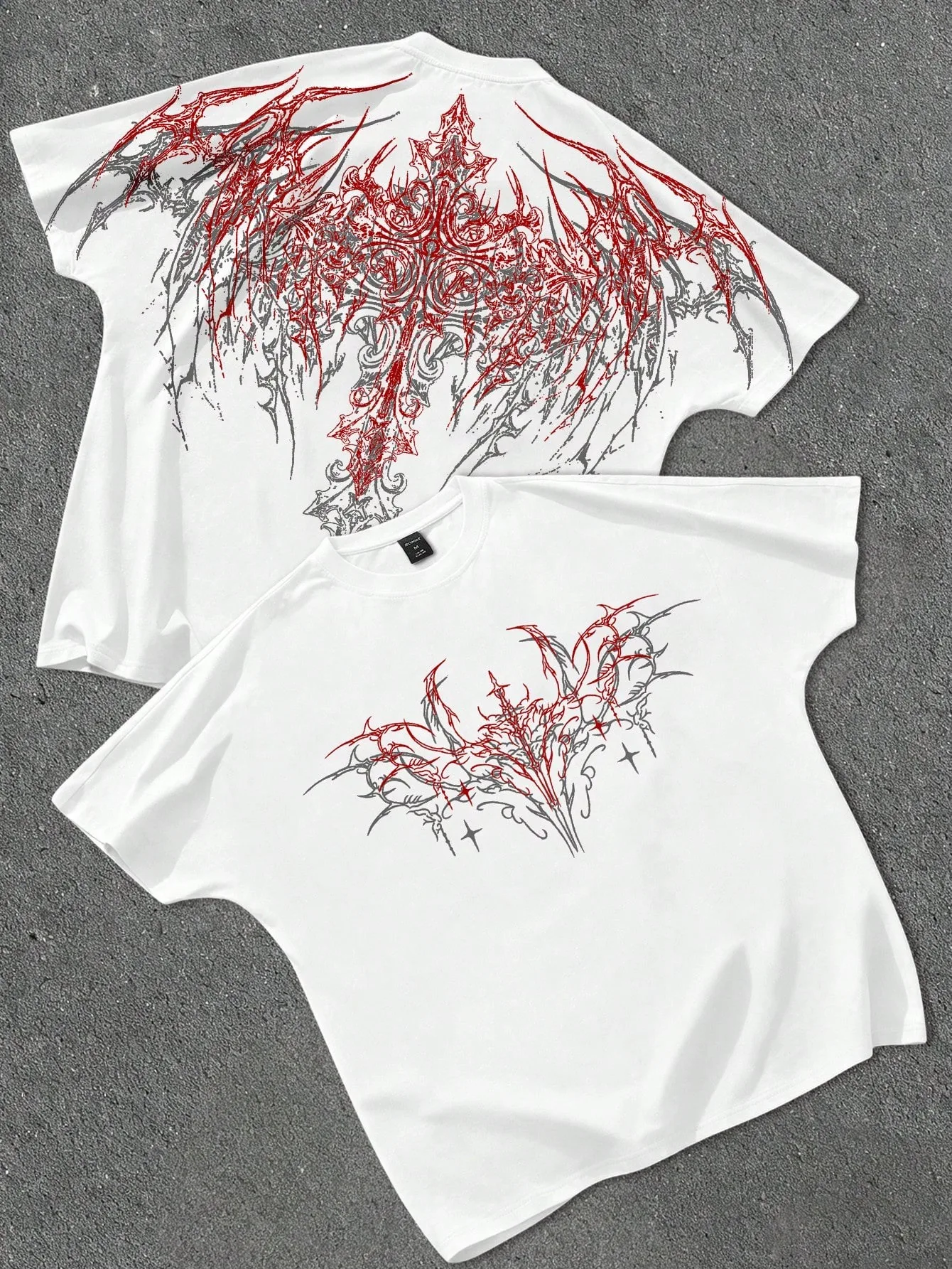 Cyberpunk Gothic Tee Rough Thorn Graphic Print Pure Cotton Streetwear Cool T‑Shirt Urban Street Punk Style Soft Oversized Fit