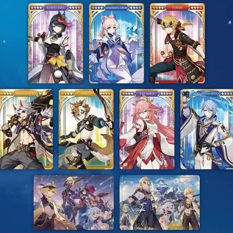 Genuine Genshin Impact Japanese Version Metal Collectible Cards Raiden Shogun Yae Miko Yoimiya Hu Tao Kamisato Fan Gift