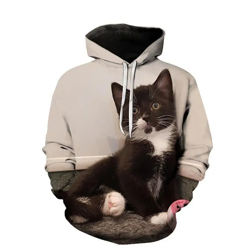 Cute Cat Dog Hoodies Animal 3D Print Women Men Autumn Winter Hooded Sweatshirts Streetwear Long Sleeve Pullovers Female Clothing