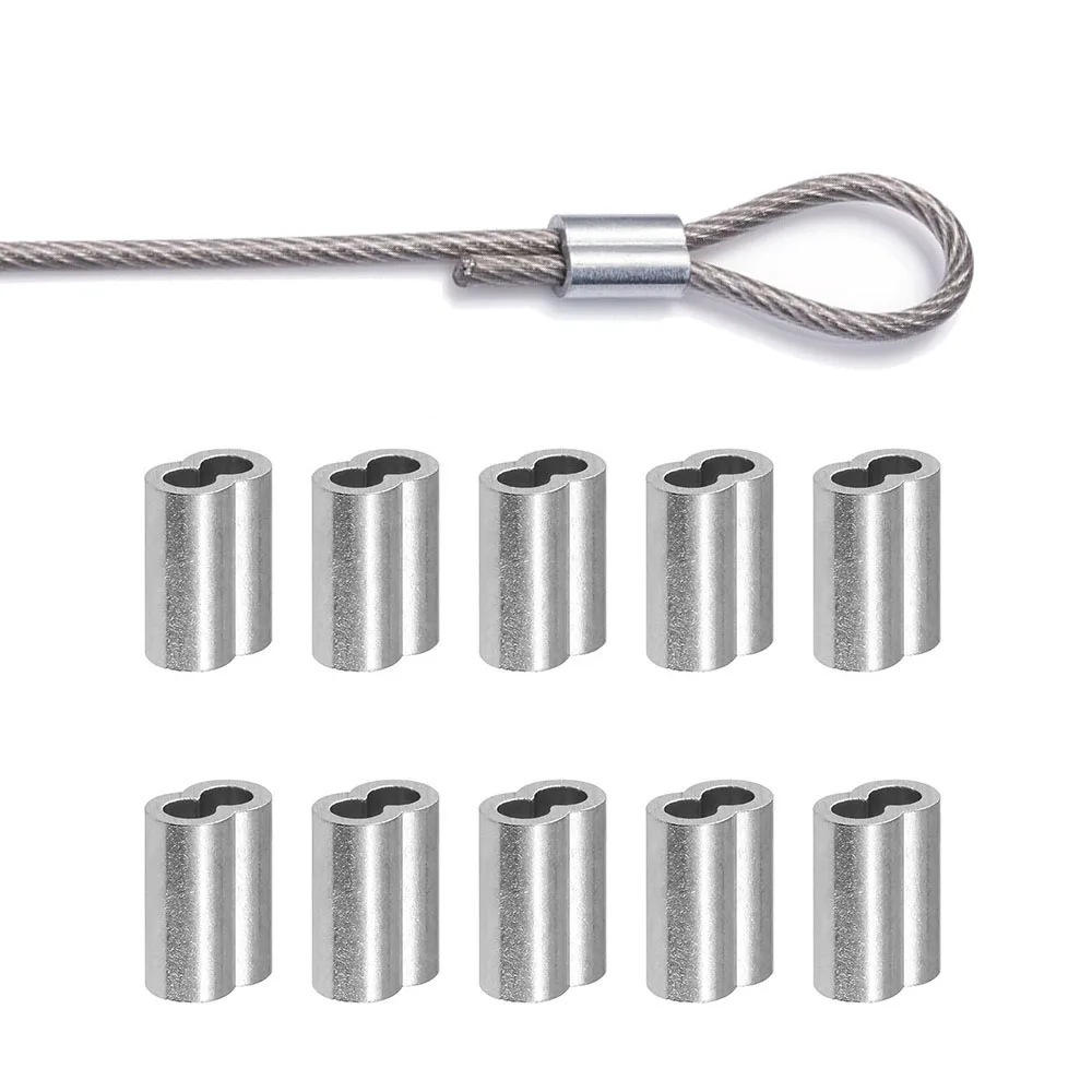 30/50PCS M1.2 M1.5 M2 M3 M4 Aluminum Crimping Loop Sleeve Double Hole Wire Rope Sleeves Steel Wire Loops Clip Fixed Accessories