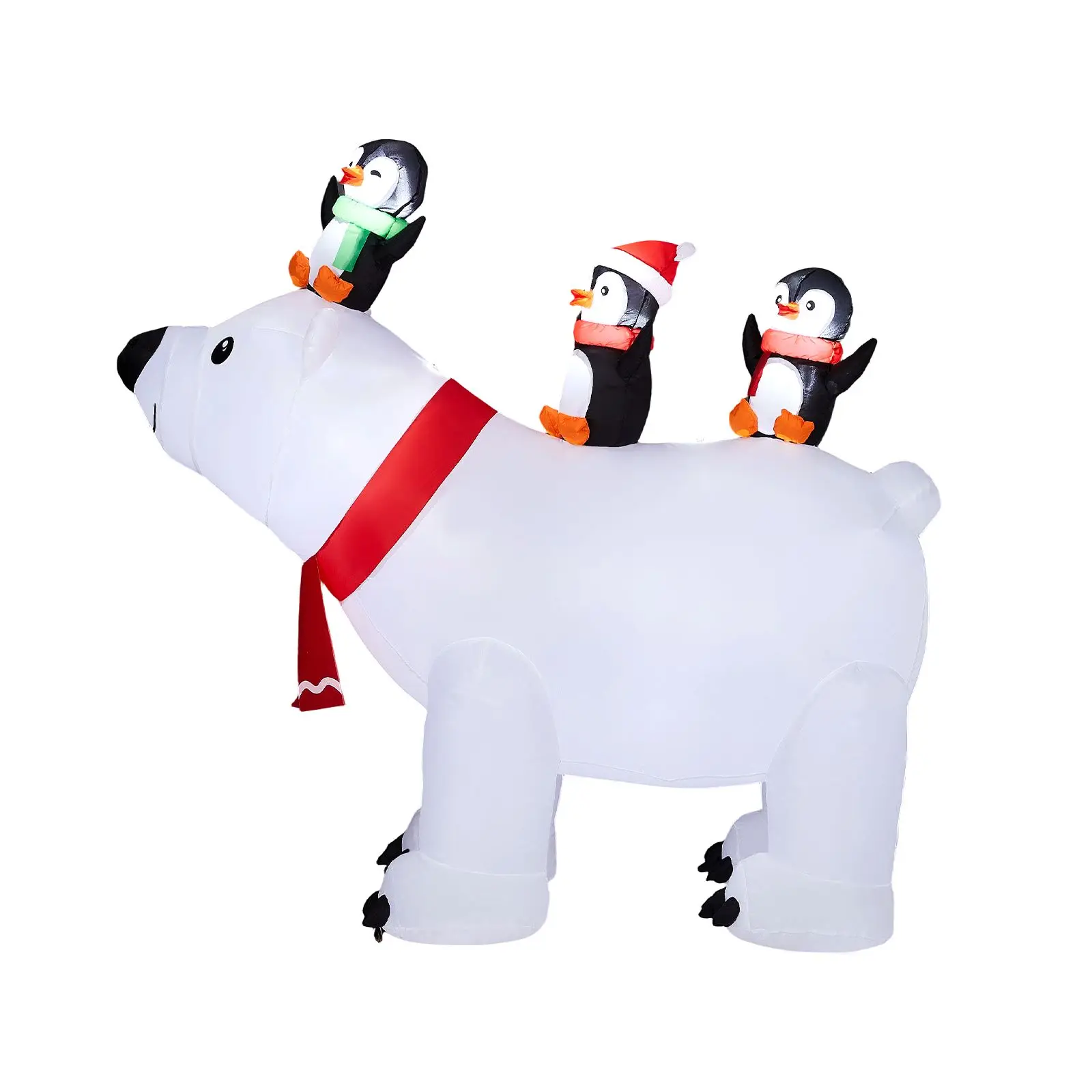 5FT Lighted Christmas Inflatable Decoration, Polar Bear and Penguis, Funny Blow Up Yard with Built-in LED for Holiday Party