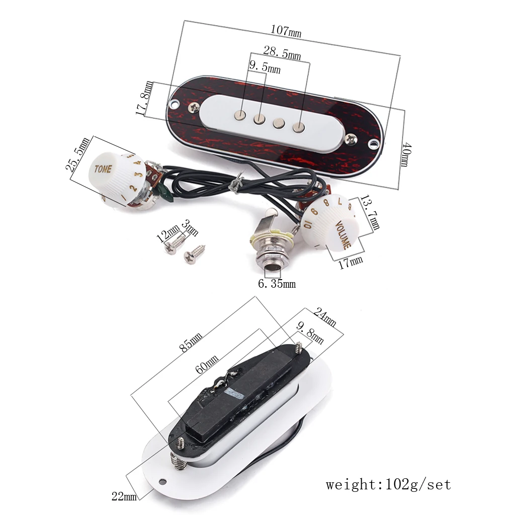 Sound Hole Guitar Pickup Prewired Red Tortoise Shell Magnetic Pickup Guitar Accessories for Acoustic Folk Guitar